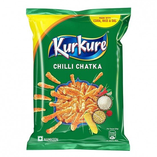 Kurkure Namkeen Chips, Chilli Chatka Flavour, Crispy Spicy Chips & Snacks, 70/75g(Weight May Vary)