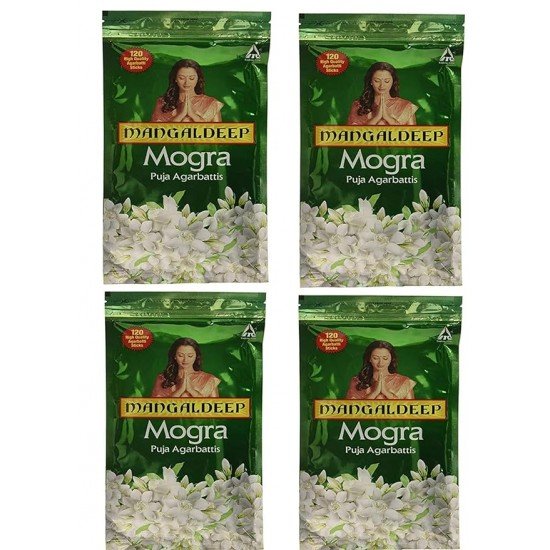 Mangaldeep Mogra Gold Agarbatti Ziplock - 120 Sticks (Pack of 4) 480 Sticks