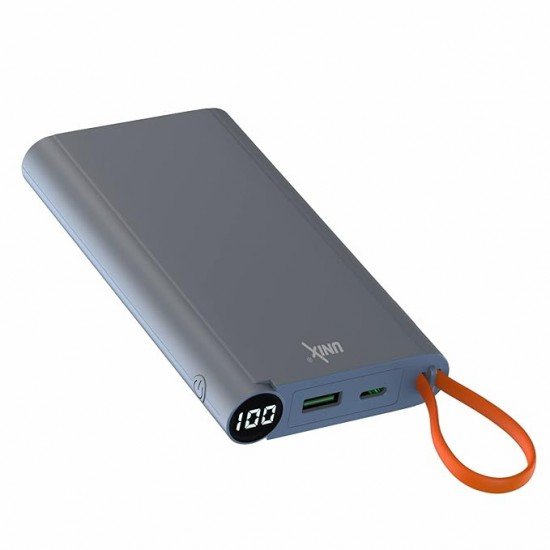 Unix 10000mAH Li-Polymer, Micro-USB and Type C Input Port, Power Bank 3i with 18W Fast Charging (UX-1522, Grey)