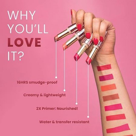 Lakme 9TO5 Primer + Matte Lip Color Brick Blush 3.6 g