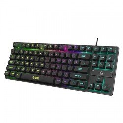 EvoFox Fireblade Wired TKL Gaming Keyboard with Breathing Effect |Backlit Keyboard Membrane | Mixed Color Lighting | Floating Keycaps |19 Anti-Ghosting Keys | Windows Lock Key | Braided cable |(Black)