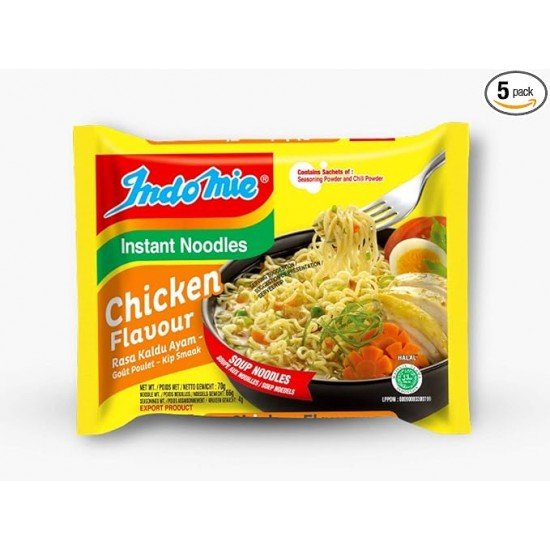 Bethel Kerala Indomie Instant Noodles Chicken Flavour - Pack of 5 (350 Gm)