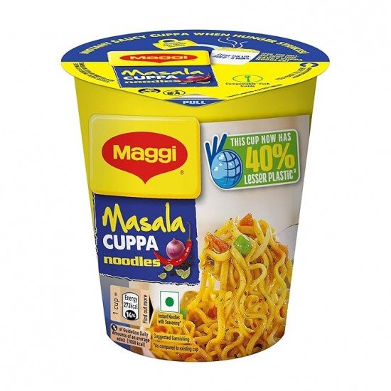 MAGGI Instant Cuppa Noodles, Masala |Delicious Slurpy Saucy Taste | With Extra Veggies 70.5 g