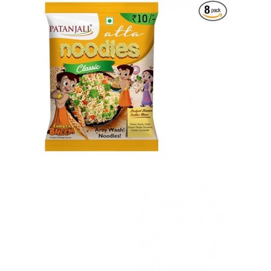 Patanjali Vegetarian Atta Noodles Classic, 60 grams - Pack of 8