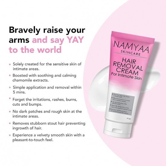 Namyaa Hair Removal Cream for Intimate Skin women 60gm with After Wax Soothing Serum with Vitamin C 30gm