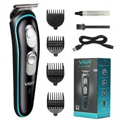 VGR Professional Battery Powered Rechargeable Cordless Beard Hair Trimmer Kit with Guide Combs Brush USB Cord for Men, Family or Pets, Multicolor