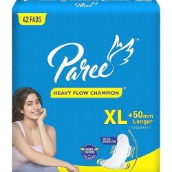 Paree Dry Feel Sanitary Pads For Women |XL-42 Pads|Heavy Flow Champion|Double Feathers for Extra Coverage|Quick Absorption