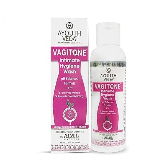 Ayouthveda Vagitone Intimate Hygiene Wash | Enriched With Aloe Vera, Amla & Green Tea | PH Balancing Formula, Prevents Dryness, Itchiness & Bad Odor | For Women (Pack Of 1-100ml)