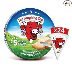 The Laughing Cow Creamy Cheese Triangles | 5 Essential Vitamins, Mineral & Protein | Goodness of Cow's milk | 24 Creamy Cheese Triangles | Pack of 3