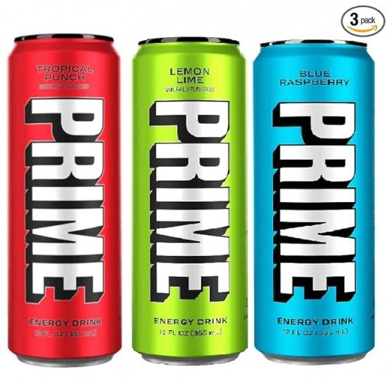 Prime Hydration Energy Drinks Combo Of Pack 3 (Tropical Punch,Lemon Lime,Blue Raspberry) 355ML