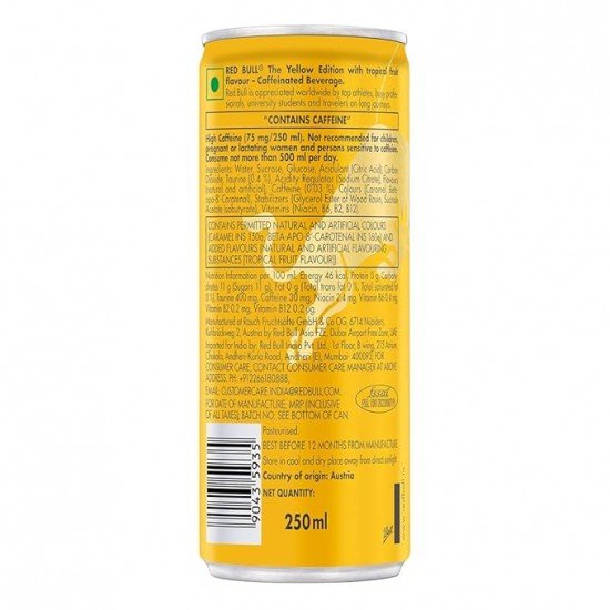 Red Bull Energy Drink, The Yellow Edition, 250 ml (Pack of 4)