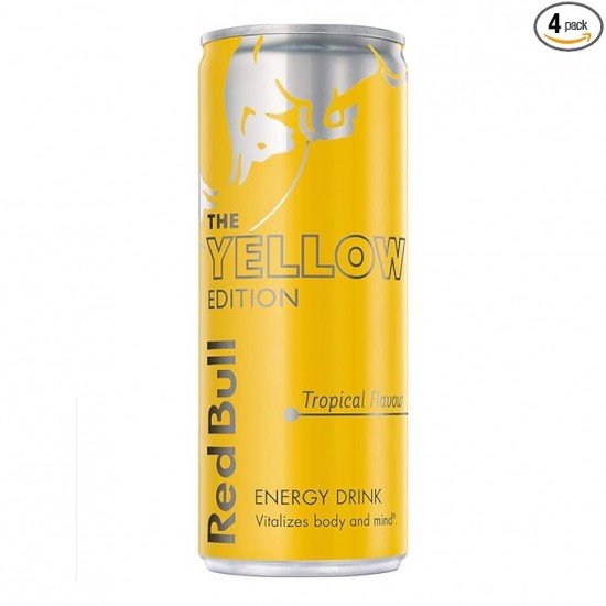 Red Bull Energy Drink, The Yellow Edition, 250 ml (Pack of 4)