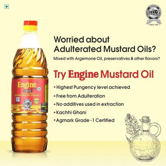 Engine Brand Kachi Ghani Mustard Oil - 1 Litre