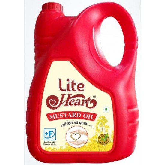 Lite Heart Premium Mustard Oil Every Drop Pure 5 Litre Jar