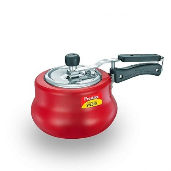 Prestige 2L Nakshatra DUO Plus Svachh Inner Lid Aluminium Handi|Ideal for 2-3 persons|Deep lid for Spillage Control|Gas or induction compatible|Red|5 years warranty