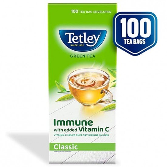 Tetley Green Tea, Regular, 100 Tea Bags