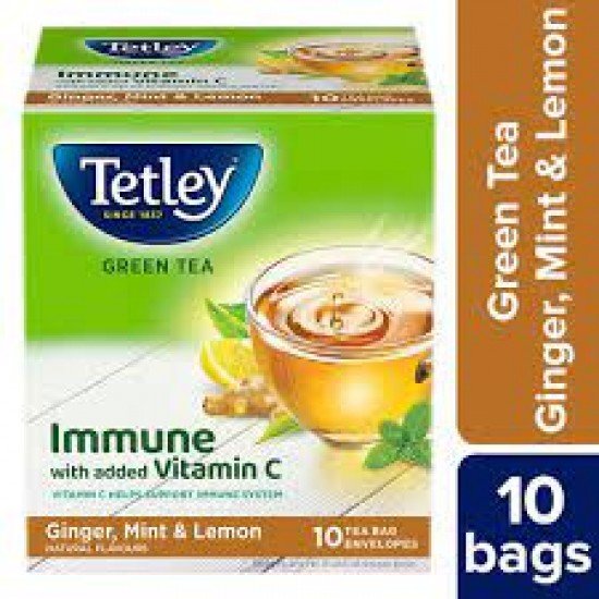 Tetley Green Tea, Ginger Mint Lemon, 10 Tea Bags