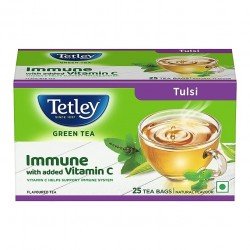 Tetley | Green Tea With Tulsi | Immune With Added Vitamin C | 25 Tea Bags