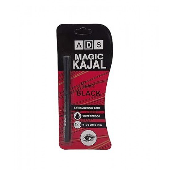 Extra Super Black KAJAL PENCIL, 12 HOURS LONG LASTING KAJAL, WATER PROOF KAJAL, SMUDGE PROOF KAJAL, Iconic Kajal, 0.35 gm (Single Piece)