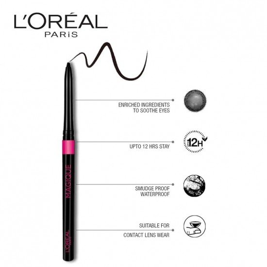 L'Oreal Paris Kajal Magique, Supreme Black, 0.35g