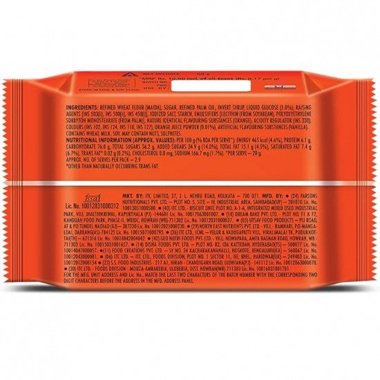 Sunfeast Bounce Cream Tangy Orange, 64g/76g ( Weight May Vary )