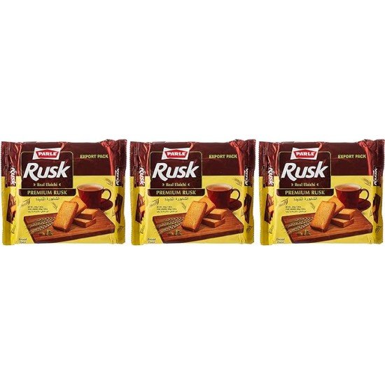 Parle RUSk - Real Elaichi Biscuits - 200 G [Promo Pack Of 3]