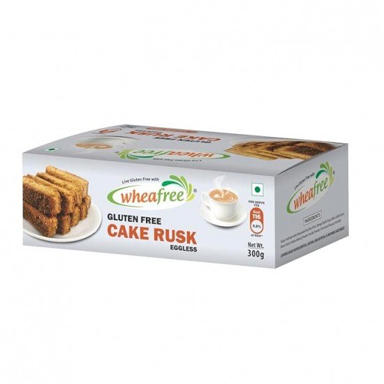 Wheafree Gluten Free Cake Rusk (Eggless)(Pack of 2 x 300g Each) | Tasty, Crunchy and Crispy | Best Tea Time Snacks | No Maida | 100% Vegetarian and Wholesome Ingredients