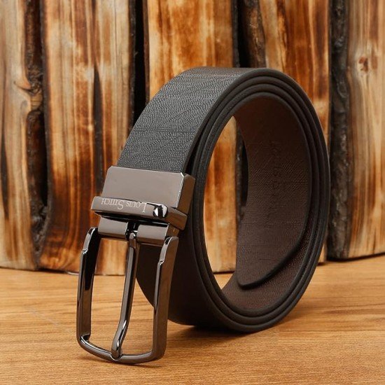 LOUIS STITCH Men's Italian Leather Reversible Belt 1.25 inch (35mm) Handcrafted Formal Waist Strap Officewear Men Gents Boys (Black/Brown) (FF-NJ)