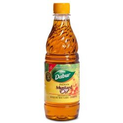 Dabur Kachi Ghani Mustard Oil - Oil for Skin and Hair Care, Cold-Pressed Oil Body Massage, Therapeutic-Grade Mustard Oil, Natural Oil from Mustard Seeds, Unrefined Mustard Oil (500 ml)