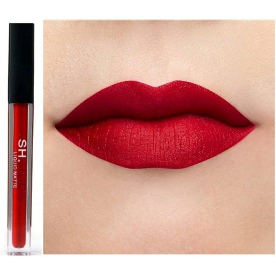 SH.HUDA Liquid Matte Lipstick, Long Lasting, 16hr Wear, Superstay Matte Ink (BLOOD RED)