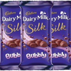 Cadbury Dairy Milk Silk Chocolate Bar, Bubbly, 120g (Pack of 3)