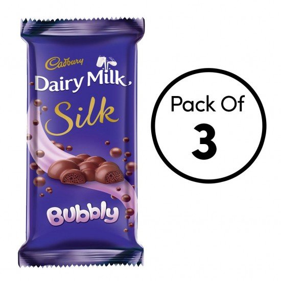 Cadbury Dairy Milk Silk Chocolate Bar, Bubbly, 120g (Pack of 3)