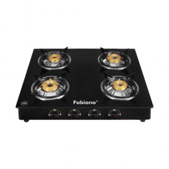 Fabiano FAB-4BR 4 Burner Stainless Steel with Glass Top Manual Gas Stove