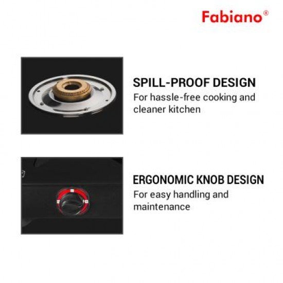 Fabiano FAB-2BRN 2 Burner Glass Manual Gas Stove