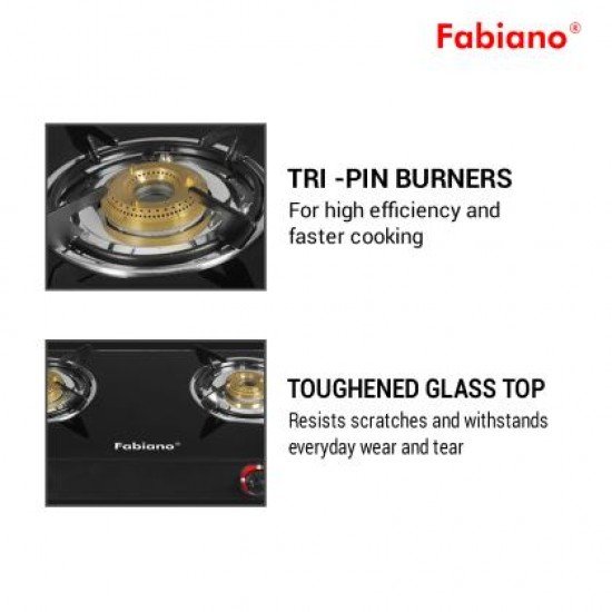 Fabiano FAB-2BRN 2 Burner Glass Manual Gas Stove