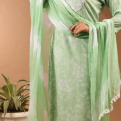 Women  Embroidered Kurta, Plazo and Dupatta Set