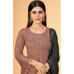 Women  Embroidered Kurta, Plazo and Dupatta Set