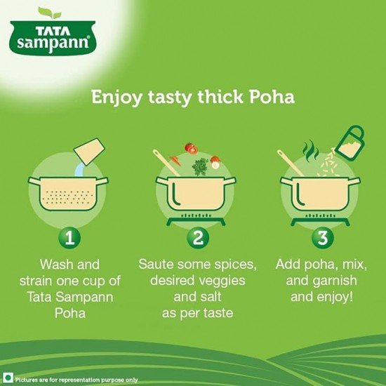 Tata Sampann, High in Fibre Poha (Thick), 1kg (CHUDA) 