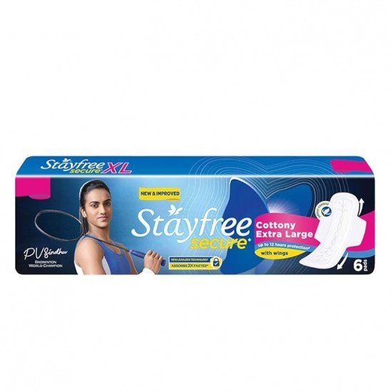 Stayfree Secure Cottony Wings, 6pcs (Pack of 1)