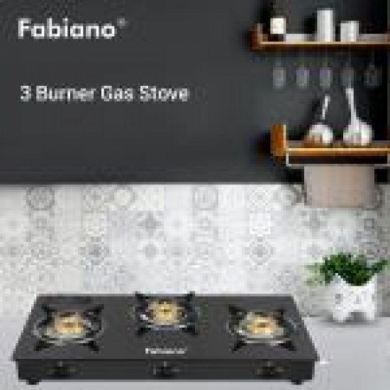 Fabiano FAB-3BR Starline-Smart 3 Burner Glass Manual Gas Stove