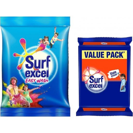 Surf Excel Easy Wash Detergent Powder 1.5 kg, Washing Powder that Dissolves Easily & Removes Tough Stains on Clothes - Bucket & Machine Wash & Surf Excel Detergent Bar, Laundry Detergent Bar, 4x200 g