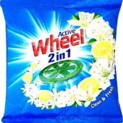 Wheel Active 2 in 1 Detergent Powder - Clean and Fresh (Blue), Pack of 1kg Pouch