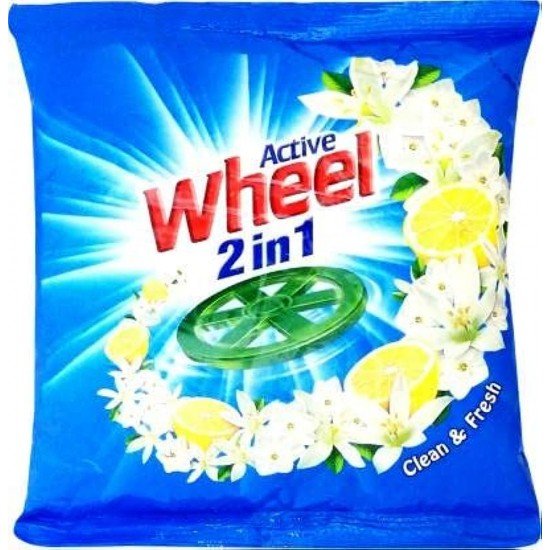 Wheel Active 2 in 1 Detergent Powder - Clean and Fresh (Blue), Pack of 1kg Pouch